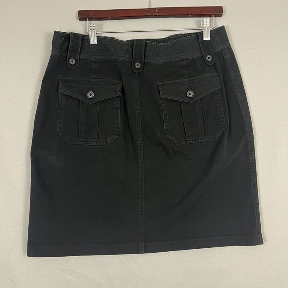 Lauren Ralph Lauren Womens Skirt 12 Black Denim Minimal Modest Western Coastal - Picture 3 of 5